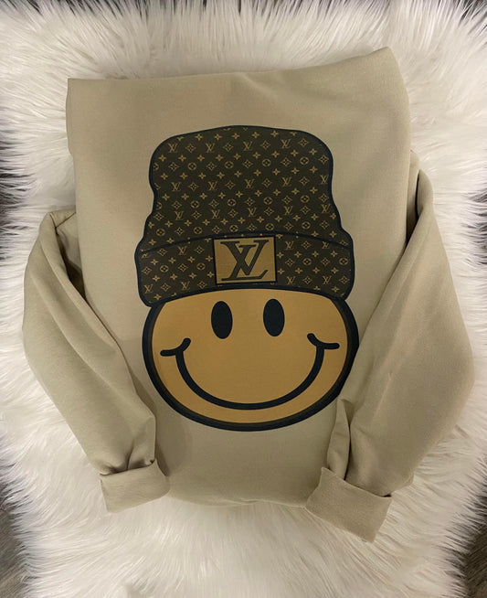 LV beanie smiley face sweatshirt